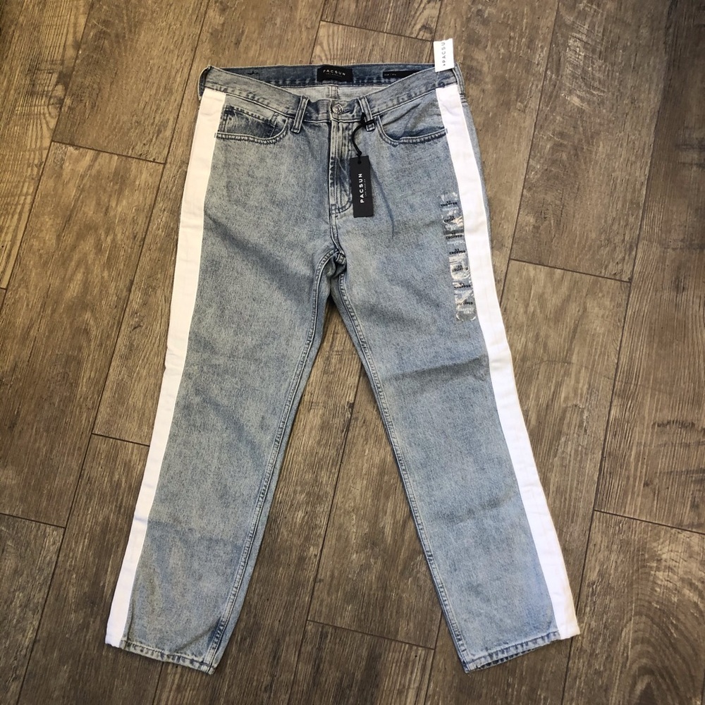 PacSun Slim Fit Side Stripe Light Indigo Jeans NWT